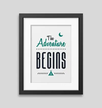 Çerçeveli Tipografi Poster "The Adventure Begins" 30x40